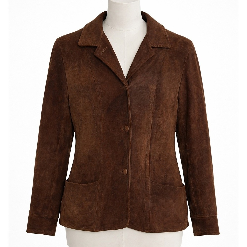 100% Suede Leather Chocolate Brown XL Button Jacket Western Festival  Boho Soft